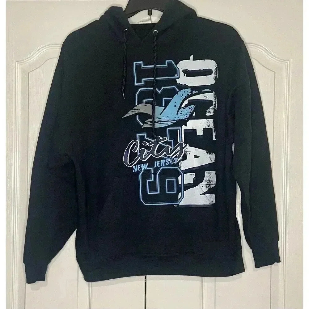 Ocean City New Jersey Graphic Print Men’s Large Hoodie With Pockets Black
